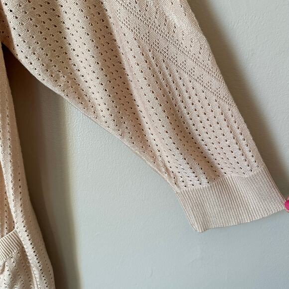 Torrid Pointelle Cardigan Sweater 5X Open Front Lightweight Knit Summer Neutral - Picture 2 of 10